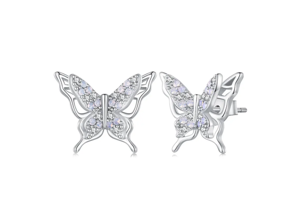 Uhani Beli opal metulji