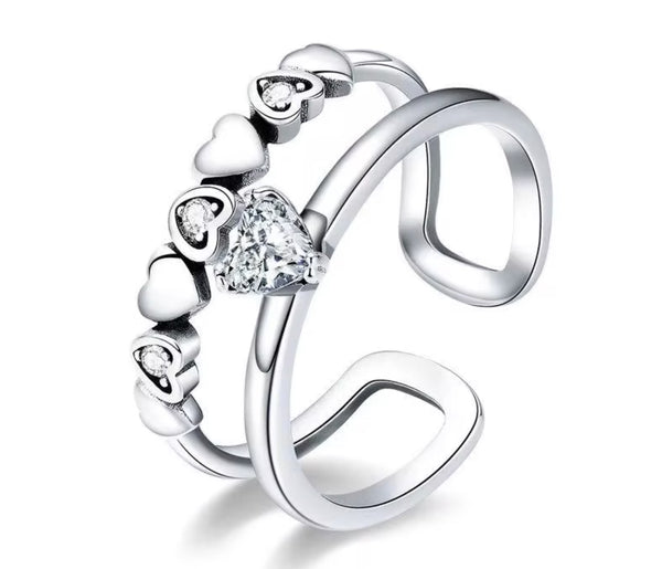 Prstan Beli dvojni spoj