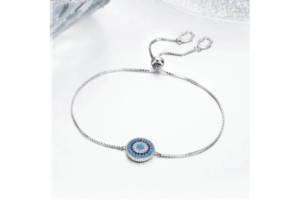 Bracciale regolabile con occhio azzurro