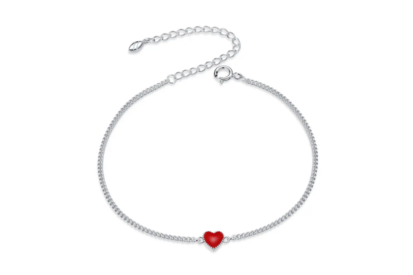 Bracciale con cuore rosso in smalto